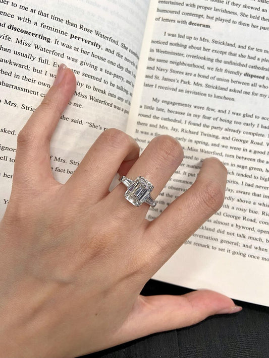 Marquise Shaped Three Stone Lab Grown Diamond Engagement Ring