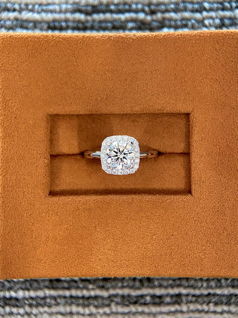 Marquise Shaped Three Stone Lab Grown Diamond Engagement Ring