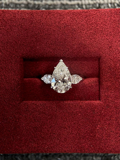 Marquise Shaped Three Stone Lab Grown Diamond Engagement Ring