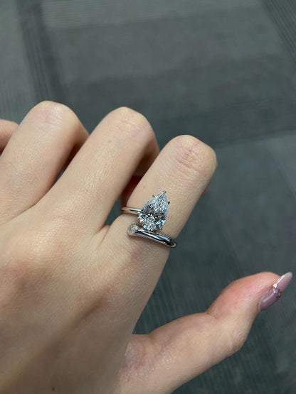 Marquise Shaped Three Stone Lab Grown Diamond Engagement Ring