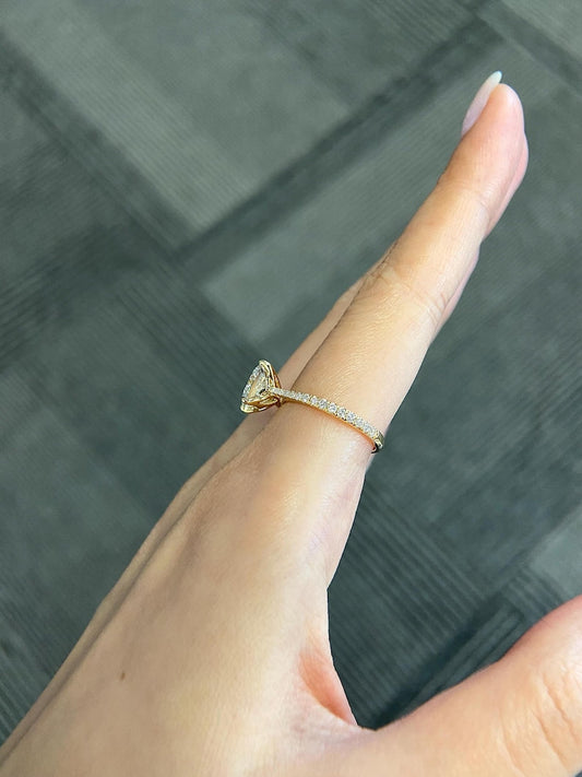 Marquise Shaped Three Stone Lab Grown Diamond Engagement Ring