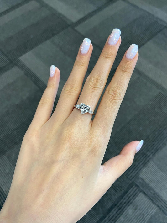 Marquise Shaped Three Stone Lab Grown Diamond Engagement Ring