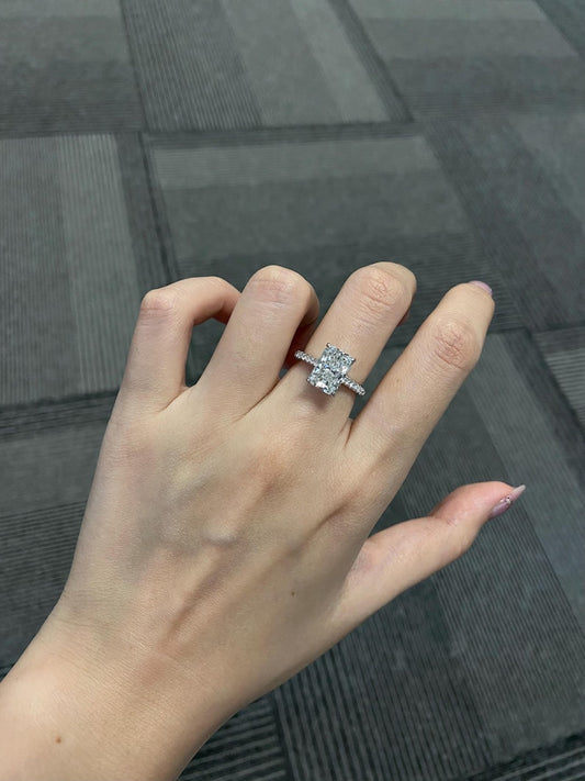 Marquise Shaped Three Stone Lab Grown Diamond Engagement Ring