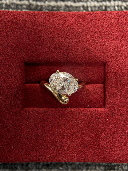 Marquise Shaped Three Stone Lab Grown Diamond Engagement Ring