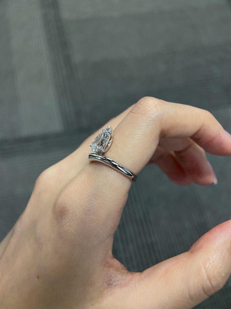 Marquise Shaped Three Stone Lab Grown Diamond Engagement Ring