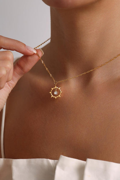 0.20 CT Round Sun Charm Moissanite Necklace