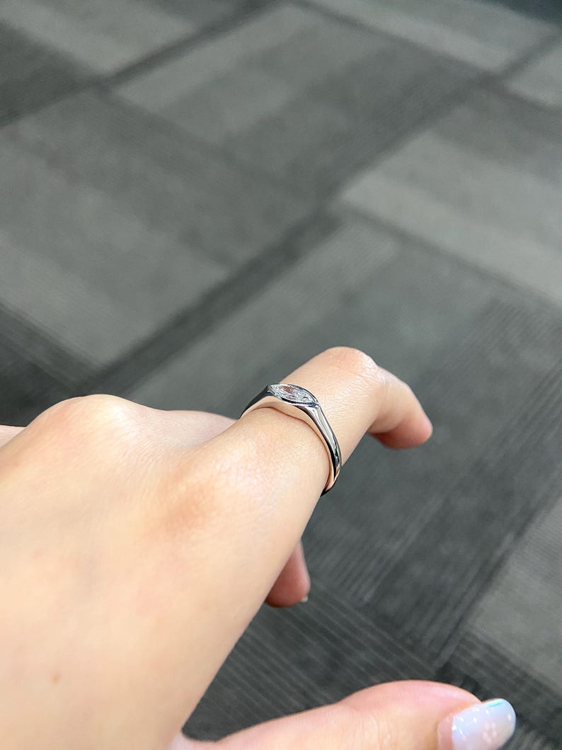 Marquise Shaped Three Stone Lab Grown Diamond Engagement Ring