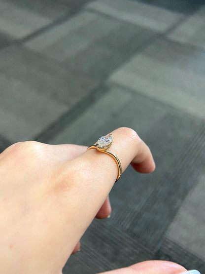 Marquise Shaped Three Stone Lab Grown Diamond Engagement Ring