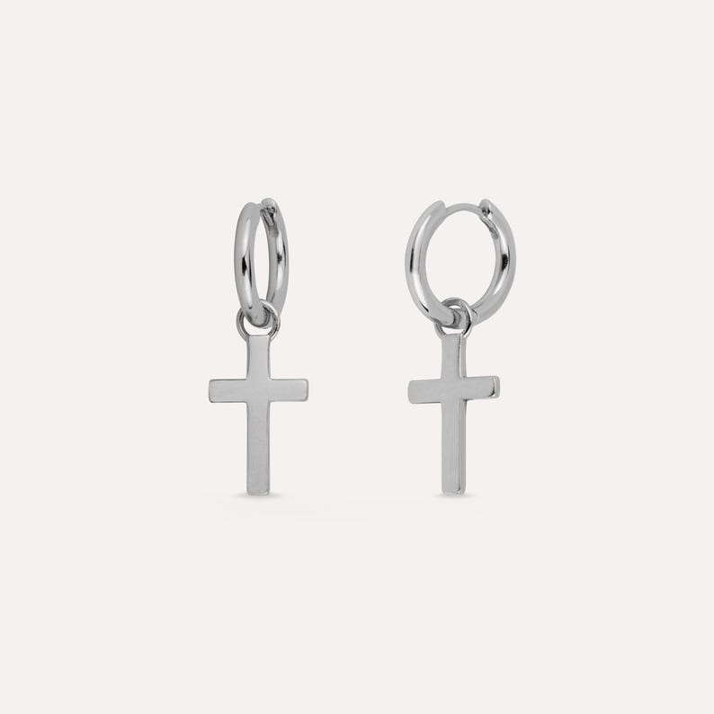 Cross Mens Hoop Earrings