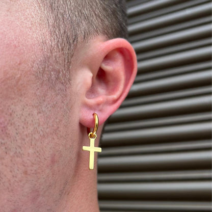 Cross Mens Hoop Earrings