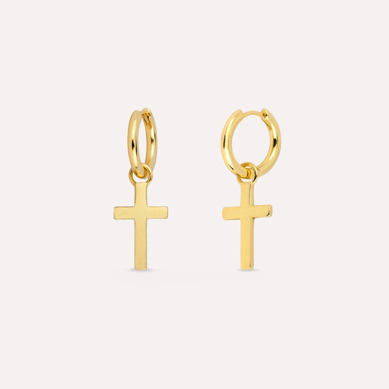 Cross Mens Hoop Earrings