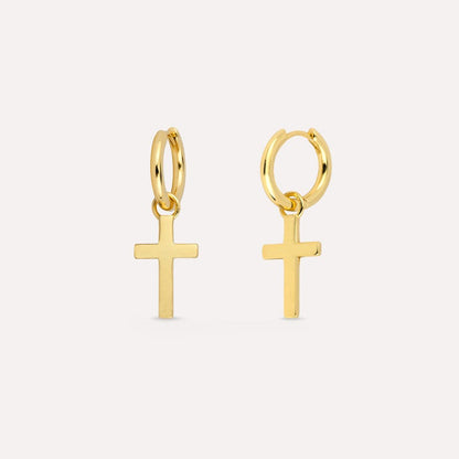 Cross Mens Hoop Earrings