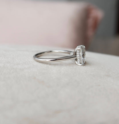2.0 CT Radiant Cut Hidden Halo Style Moissanite Engagement Ring 4