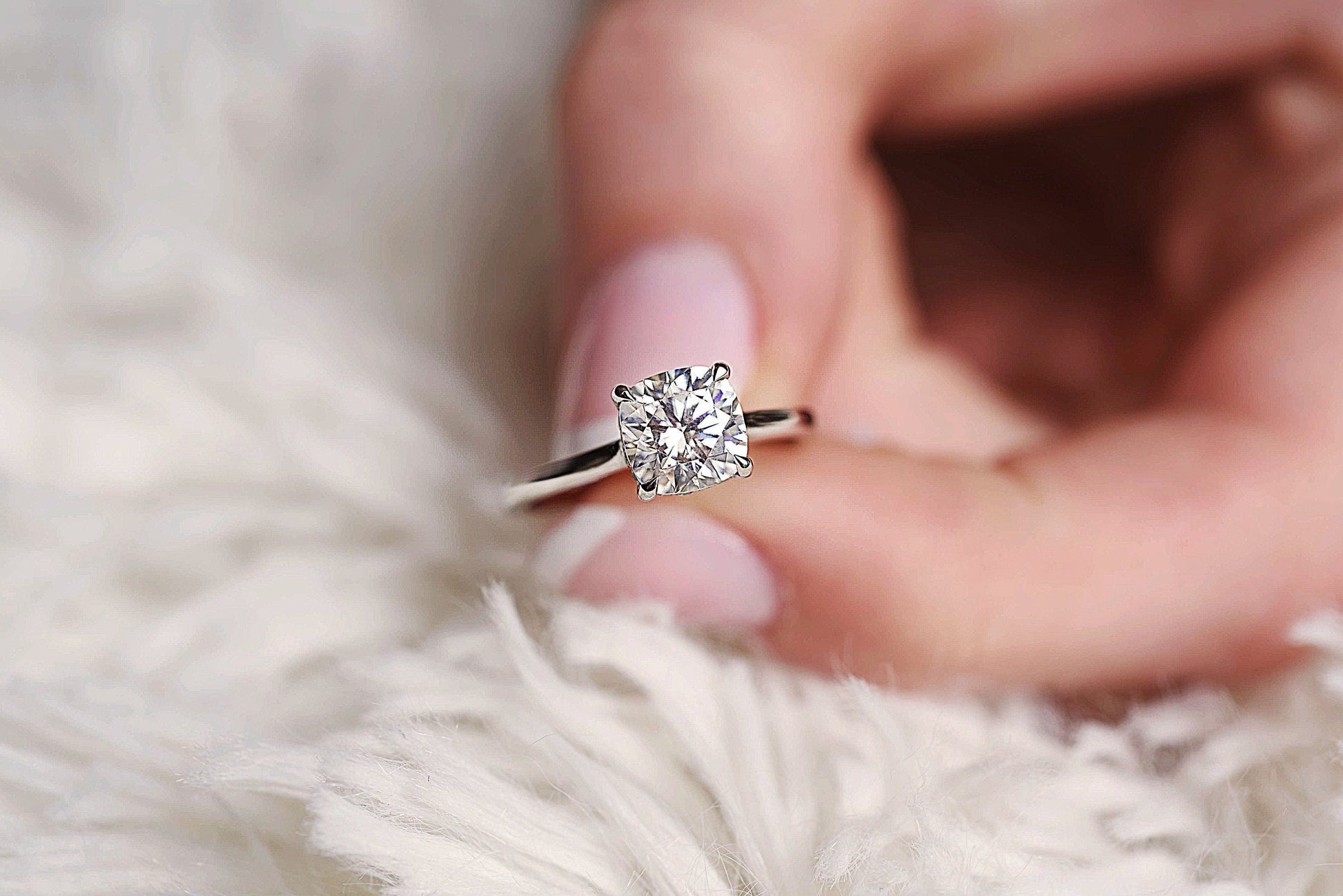 2.0 CT Cushion Cut Hidden Halo Moissanite Engagement Ring 8