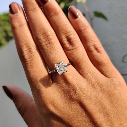 Cushion Cut Hidden Halo Engagement Ring