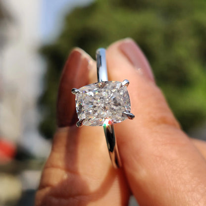 Cushion Cut Hidden Halo Engagement Ring