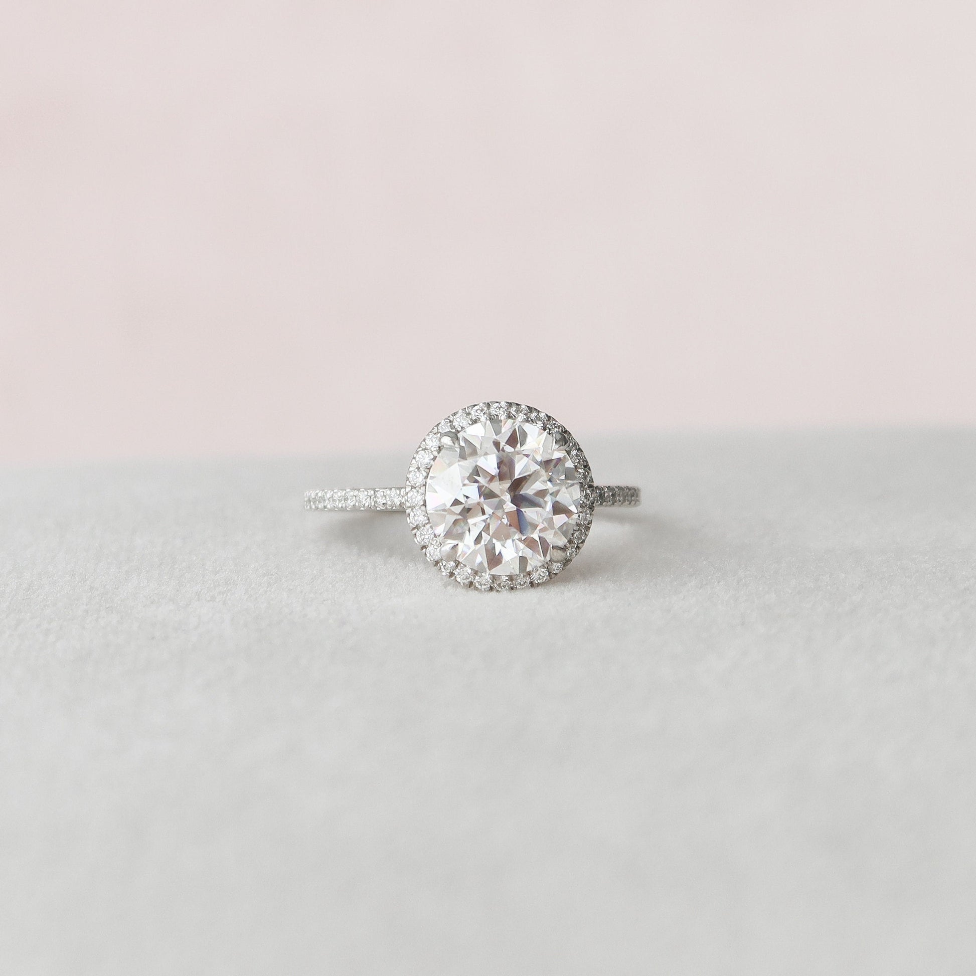 3.0 CT Round Cut Halo & Pave Style Moissanite Engagement Ring 1