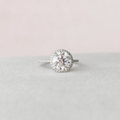 3.0 CT Round Cut Halo & Pave Style Moissanite Engagement Ring 1