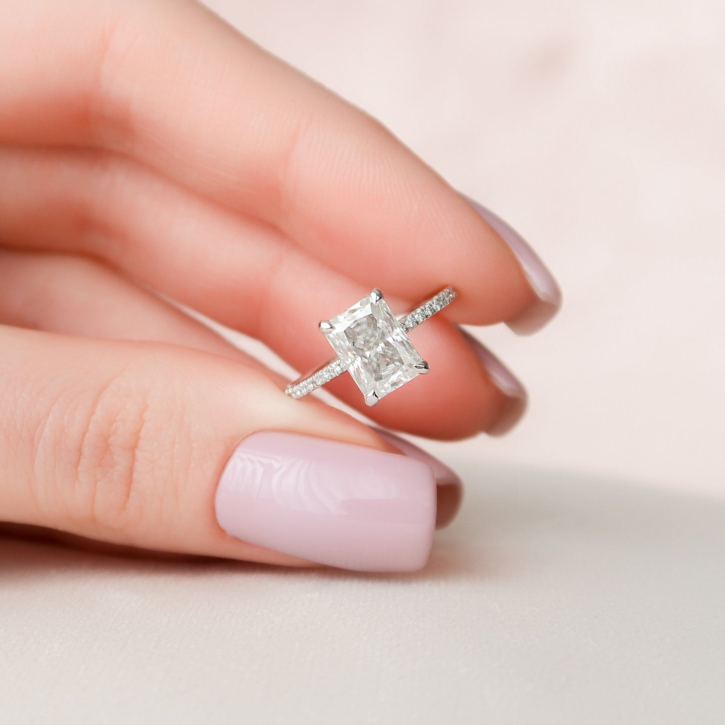 2 CT Radiant Moissanite Pave Engagement Ring (US Size 6.5 Ready To Ship)