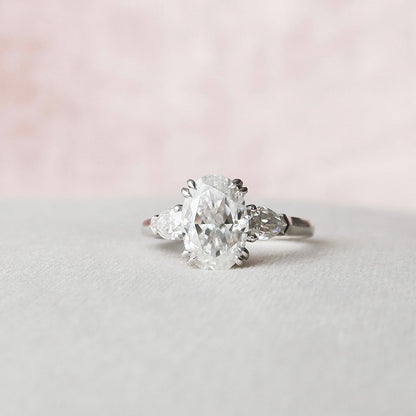 3.5 CT Oval Moissanite 3-Stones Engagement Ring (US Size 4.5 Ready To Ship)
