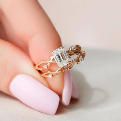 Marquise Cut Cluster Styled Lab Grown Bridal Ring Set