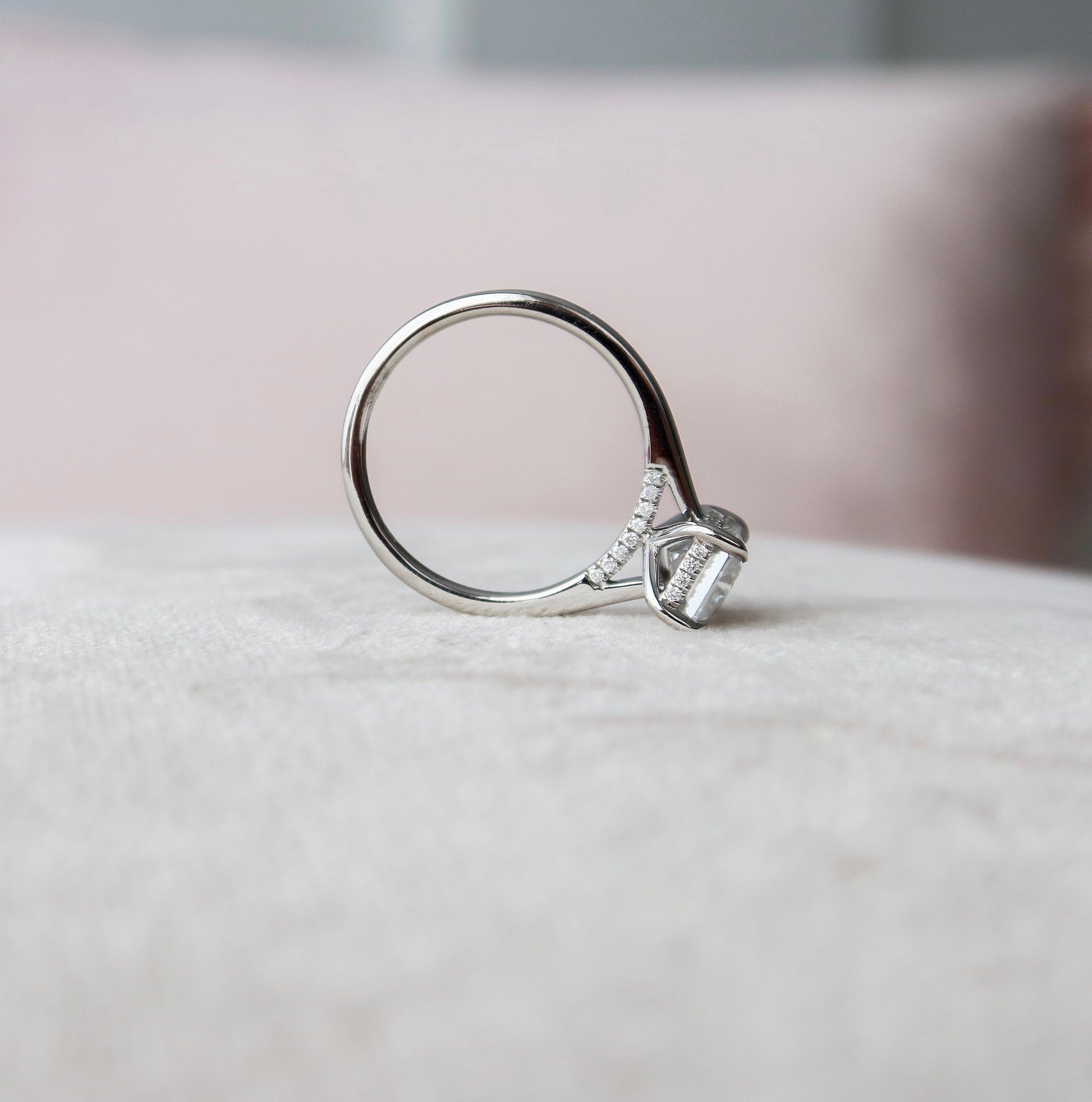 2.0 CT Radiant Cut Hidden Halo Style Moissanite Engagement Ring 3