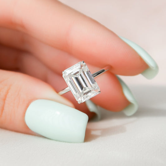 4.5 CT Emerald Hidden Halo Style Moissanite Engagement Ring 2