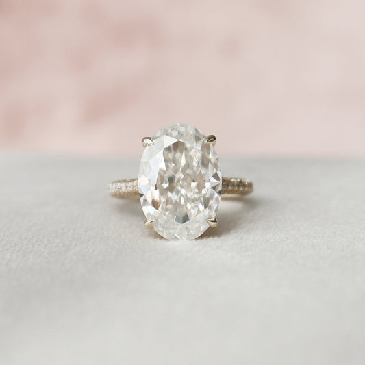 5.0 CT Oval Cut Pave Hidden Halo Moissanite Engagement Ring 1