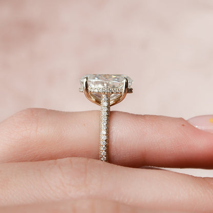5.0 CT Oval Cut Pave Hidden Halo Moissanite Engagement Ring 6