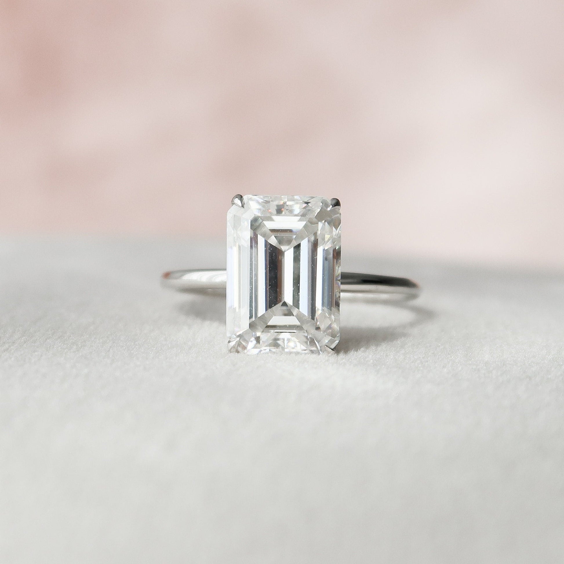4.5 CT Emerald Hidden Halo Style Moissanite Engagement Ring 1