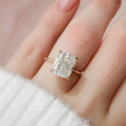 4.5 CT Cushion Cut Hidden Halo Style Moissanite Engagement Ring 3