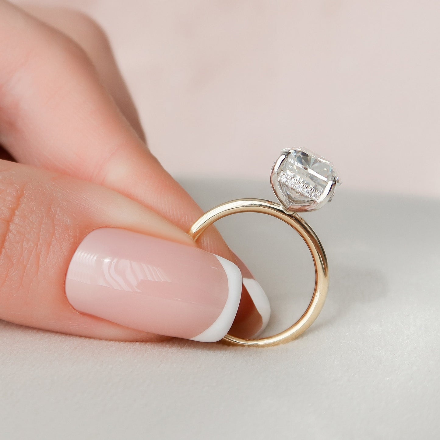 4.0 CT Cushion Cut Hidden Halo Style Moissanite Engagement Ring 3