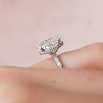 3.0 CT Oval Hidden Halo Pave Setting Moissanite Engagement Ring 4