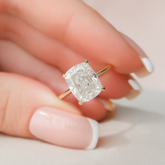 4.5 CT Cushion Cut Hidden Halo Style Moissanite Engagement Ring 2