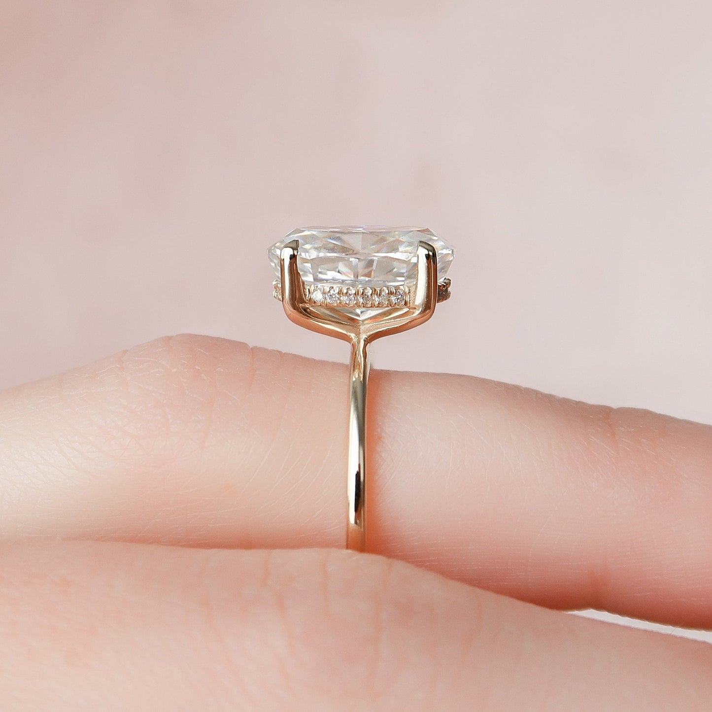 3.5 CT Oval Cut Hidden Halo Moissanite Engagement Ring 3