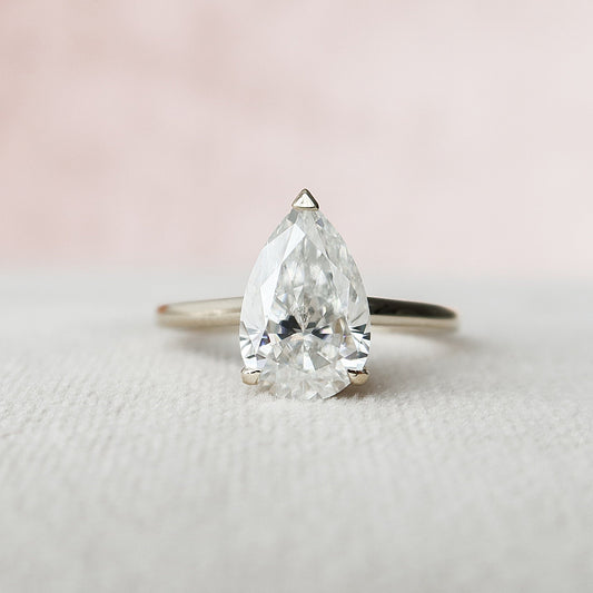 2.0 CT Pear Cut Hidden Halo Style  Moissanite Engagement Ring 1