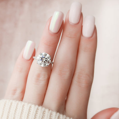4.5 CT Round Cut Pave Hidden Halo Moissanite Engagement Ring 7