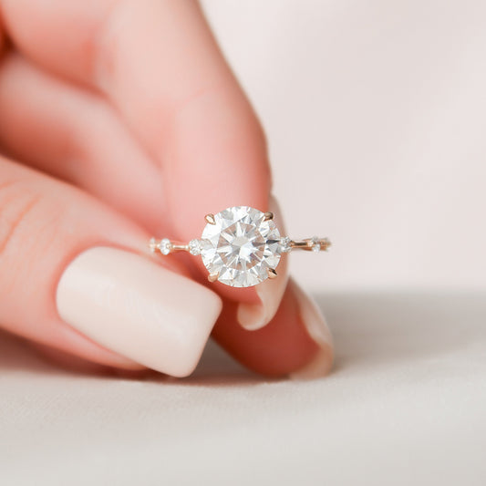 2.5 CT Round Cut Dainty Pave Moissanite Engagement Ring 2