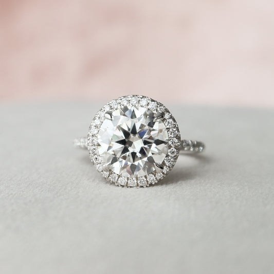3.5 CT Round Halo & Pave Style Moissanite Engagement Ring 1