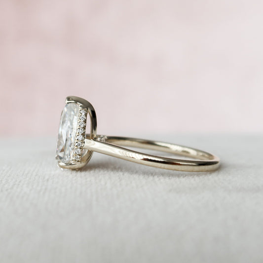 2.0 CT Pear Cut Hidden Halo Style  Moissanite Engagement Ring 2