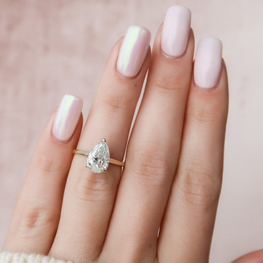 2.0 CT Pear Cut Hidden Halo Style  Moissanite Engagement Ring 7