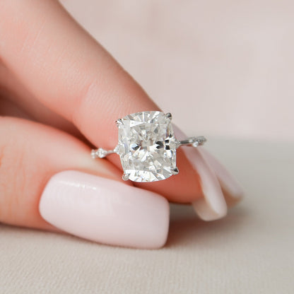 5.0 CT Cushion Cut Dainty Pave Moissanite Engagement Ring 7