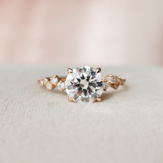 2.0 CT Round Hidden Halo Pave Style Moissanite Engagement Ring 1