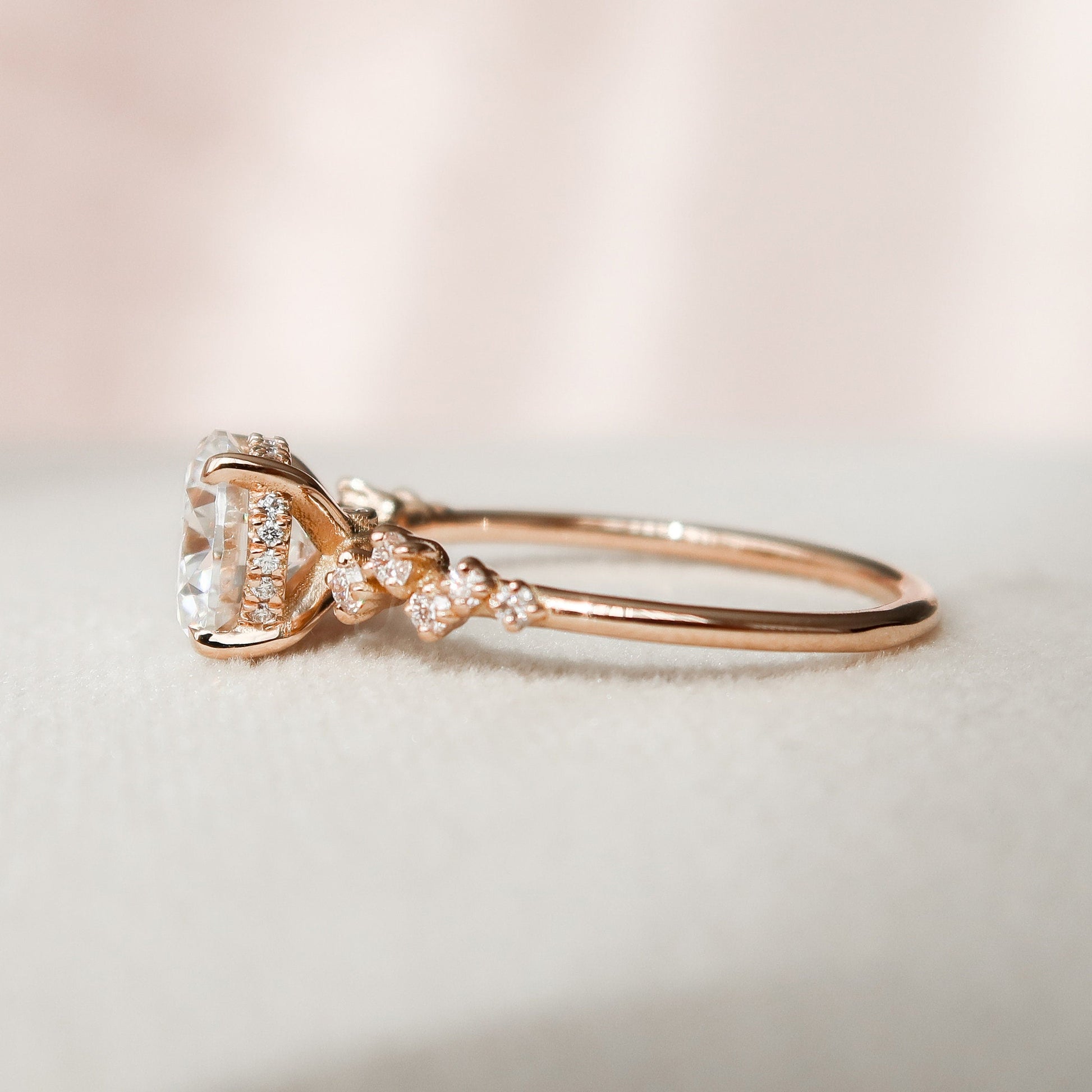 2.0 CT Round Hidden Halo Pave Style Moissanite Engagement Ring 6