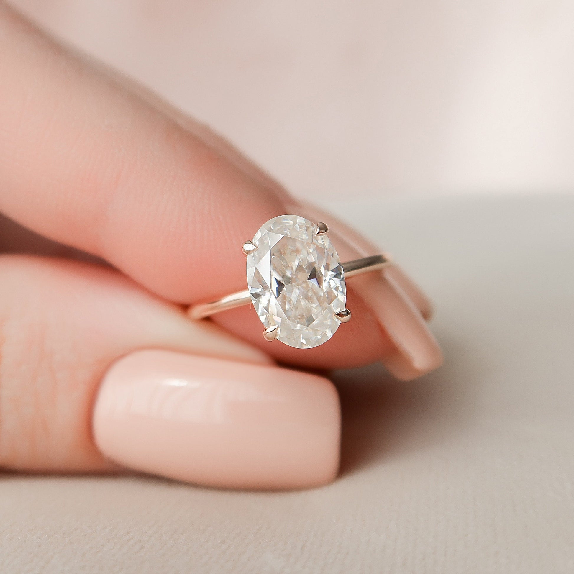 2.0 CT Oval Hidden Halo Moissanite Engagement Ring 4