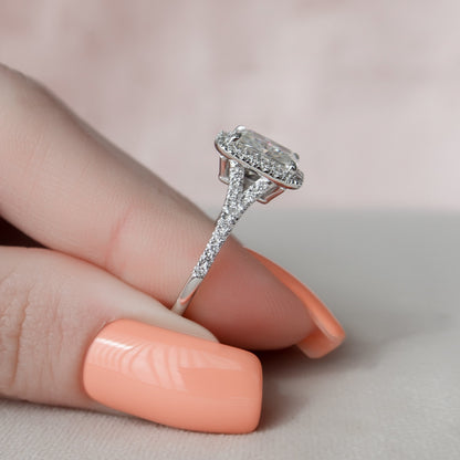 3.50 CT Radiant Halo & Pave Split Shank Moissanite Engagement Ring 6