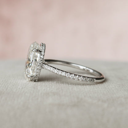 3.5 CT Oval Cut Hidden Halo Pave Setting Moissanite Engagement Ring 10