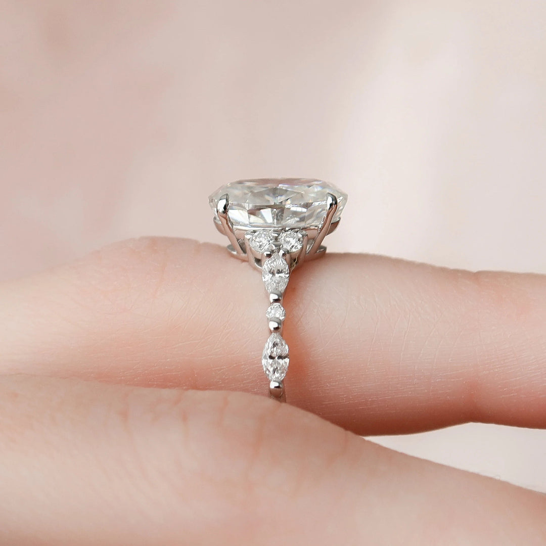 Marquise Cut Cluster Styled Lab Grown Bridal Ring Set