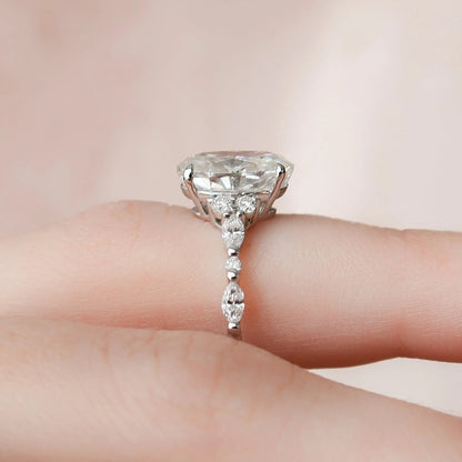 Marquise Cut Cluster Styled Lab Grown Bridal Ring Set