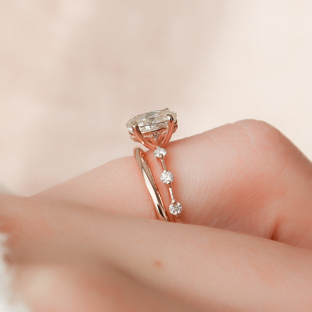 Marquise Cut Cluster Styled Lab Grown Bridal Ring Set